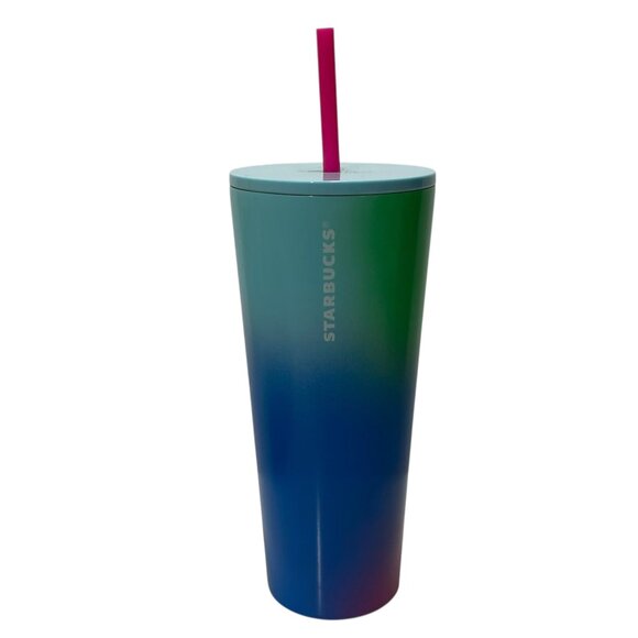 Starbucks Stainless Steel Tumbler Venti Cold Pink Green Blue New Coffee Ombre - Picture 1 of 6